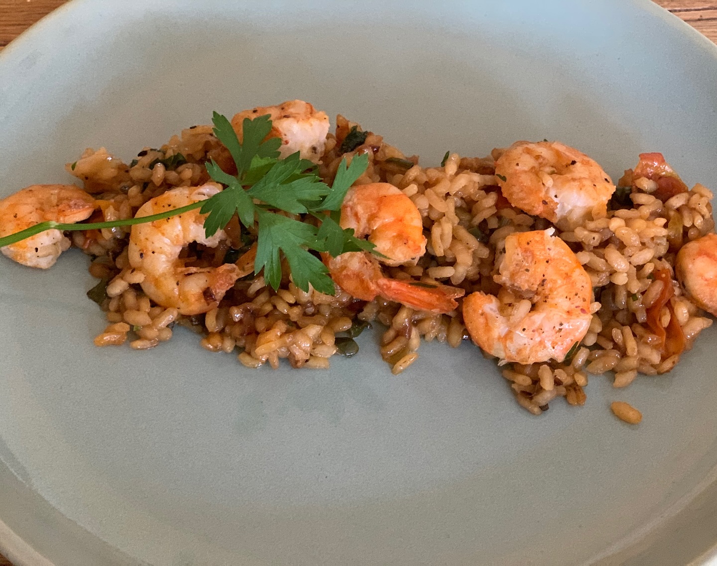 Arroz bomba con camarones